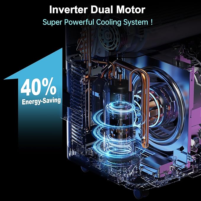 Inverter 16000BTU Portable Air Conditioners with Remote, Free Stand Cooling Portable AC Unit for Room up to 800 sq.ft, with Dehumidifier & Fan, Dual Hose, Quiet Sleep Mode(45dB), Windows Kit - Image 2