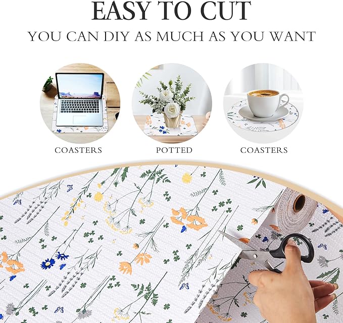 Beautysaid Shelf and Drawer Liner for Kitchen Cabinet, Non Adhesive Non Slip Shelf Paper Waterproof Washable Thickened for Dresser Pantry Shelve Bathroom Protector Liner(Floral,23.6 in x 10 FT) - Image 6