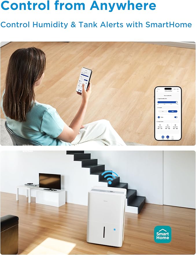 Midea 1,500 Sq. Ft. Energy Star Certified Dehumidifier With Reusable Air Filter 22 Pint - Ideal For Basements, Large & Medium Sized Rooms, And Bathrooms (White) - Image 3