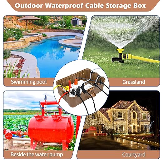 Hrensaw Large Outdoor Electrical Box(12.5x8.5x5inch),IP54 Waterproof Outdoor Outlet Covers,Weatherproof Extension Cord Covers Protect Outlet,Plug,Timer,Power Strip,Holiday Light,Brown - Image 7