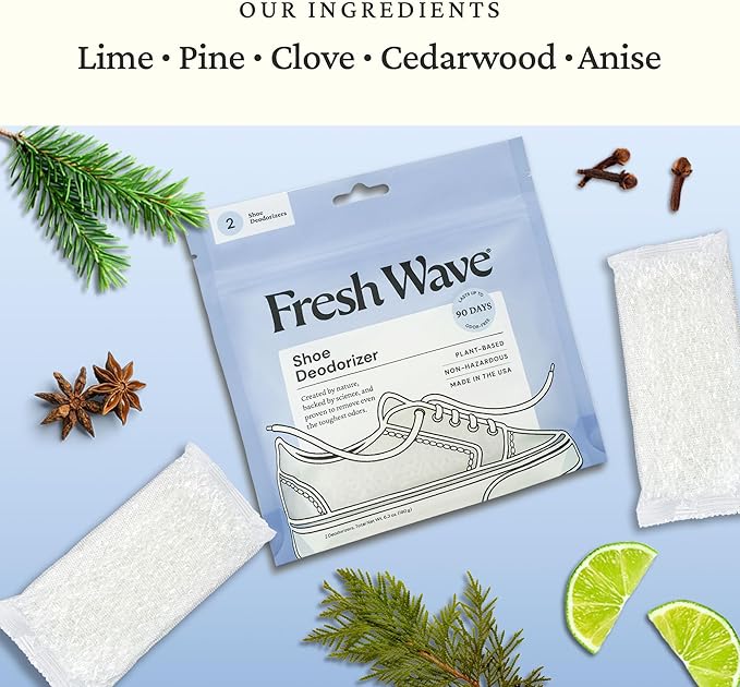 Fresh Wave Shoe Deodorizer, 1 Pack (2 Count) – Natural & Safe Shoe Freshener for All Types of Shoes, Long-Lasting and Reusable, Odor Eliminator for Strong Odor, Easy-to-Use Shoe Smell Remover - Image 4
