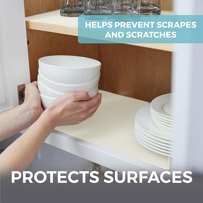 HOME GENIE Shelf Drawer and Cabinet Liner, Durable with Strong Grip, 20 in x 20 FT, Non Adhesive Liners Protect Kitchen Cabinets and Cupboard, Pantry, Bathroom Drawers and Shelves, Desks, White - Image 4
