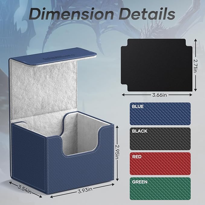 Mlikero Card Deck Box, Commander Deck Box Holds 100+ Double-Sleeved Cards with Divider, Leather Magnetic Closure Card Box Fit for MTG, TCG (Blue) - Image 4