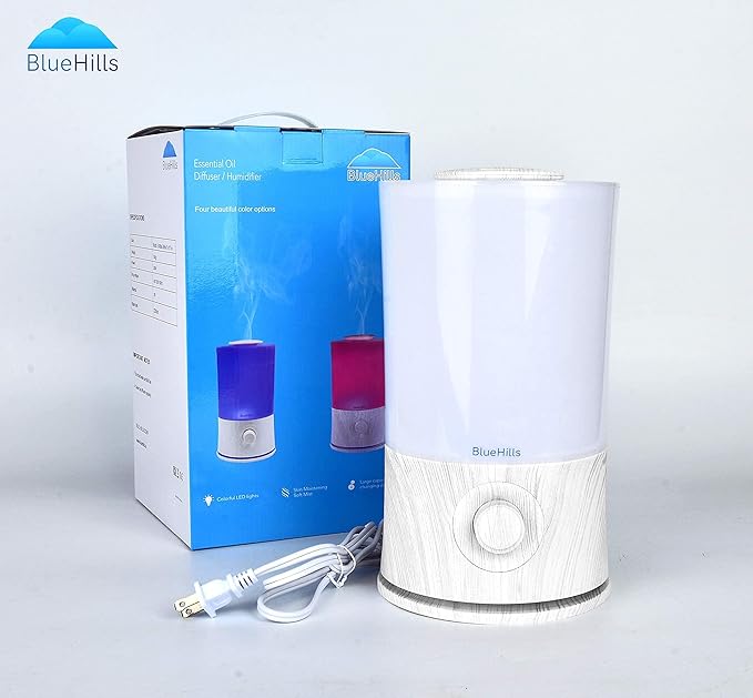 BlueHills Premium 2000 ML XL Large Essential Oil Diffuser Aromatherapy Humidifier for Large Room Home 40 Hour Run Huge Coverage Area Lights 2 Liter Extra Large Capacity Diffuser White Wood Grain E004 - Image 5