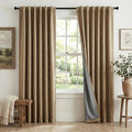 RYB HOME Burlap 100% Blackout Linen Curtains 78 inch Long, Thermal Insulated & Privacy Assurd Home Decor Drapes for Bedroom/Office/Nursery, Rod Pocket & Back Tab Window Treatment, W52 X L78, 2 Panels by RYBHOME