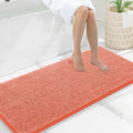 Smiry Luxury Chenille Bathroom Rugs 47x20, Extra Soft and Absorbent Shaggy Bath Mat, Machine Washable, Non-Slip Plush Carpet Runner for Tub, Shower, and Floor, Home Decor Accessories, Coral by Smiry
