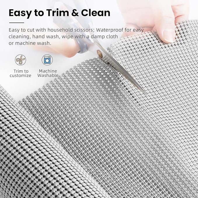 BAGAIL Drawer and Shelf Liner, 17.5 in X 20 Ft Non-Adhesive Shelf Liners for Kitchen Cabinets, Thick Strong Grip Liners for Desk, Shelves, Bathroom Drawers, Cabinet Protection - LightGrey - Image 4