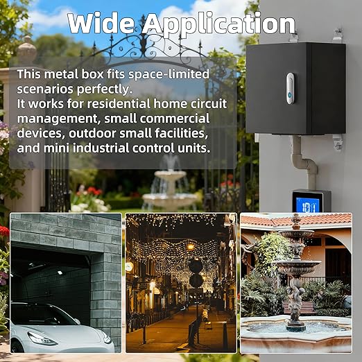 Joinfworld Outdoor Electrical Box 9.8" x 9.8" x 5.9" Weatherproof Electrical Junction Enclosure with Lock Din Rail Cable Gland - Image 6