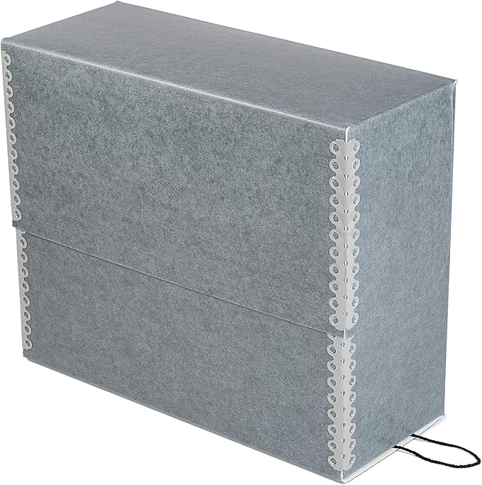 Lineco Archival Document Storage Box with Metal Edge, Acid-Free Gray Boxboard, Organize and Store Files, Prints, Photos, Letter-Sized Case 12.5" x 10.5" x 5" Wide, Pack of 2 - Image 2