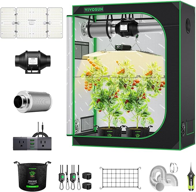 VIVOSUN Grow Tent Kit 2x4 Complete System, WiFi-Controlled Grow System with Full Spectrum LED Grow Light, Automatic Ventilation, GrowHub Outlet A22 with Temperature and Humidity Sensor by VIVOSUN
