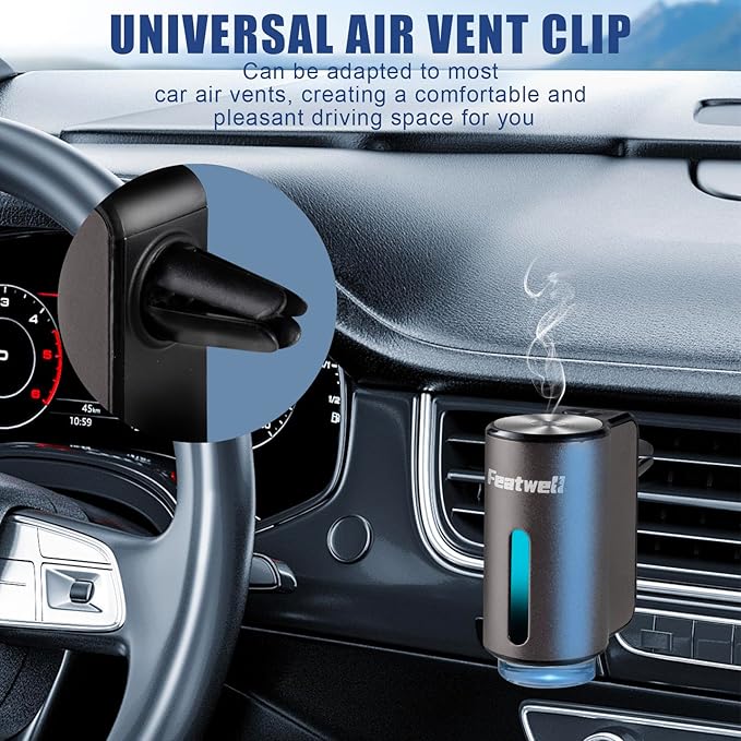 FeatWell Car Aromatherapy/Fragrance car Air fresheners/Humidifier Essential Oil Diffuser for Vehicle (Grey) - Image 4