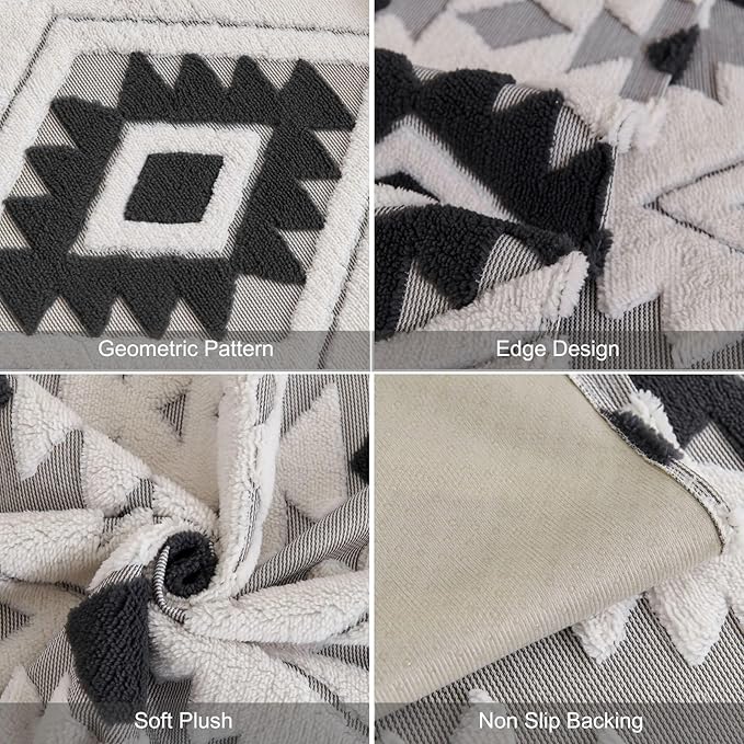 Boho Plush Couch Covers for Sofa Washable, Fuzzy Soft Couch Cover for Sectional Sofa, Non Slip Jacquard Sofa Cover Furniture Protector for Kids, Pets (Dark Grey,43"x43") - Image 8
