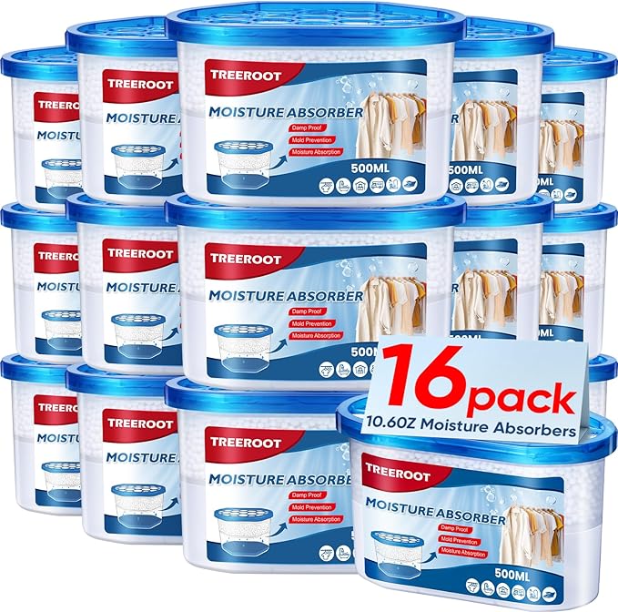 16 Pack Moisture Absorbers, 10.6 OZ Humidity Absorber Bucket, Moisture Absorbers for Closet, Dehumidifier Bucket for Wardrobes, Kitchens and Bathrooms, Fragrance Free Humidity Absorber by Unknown