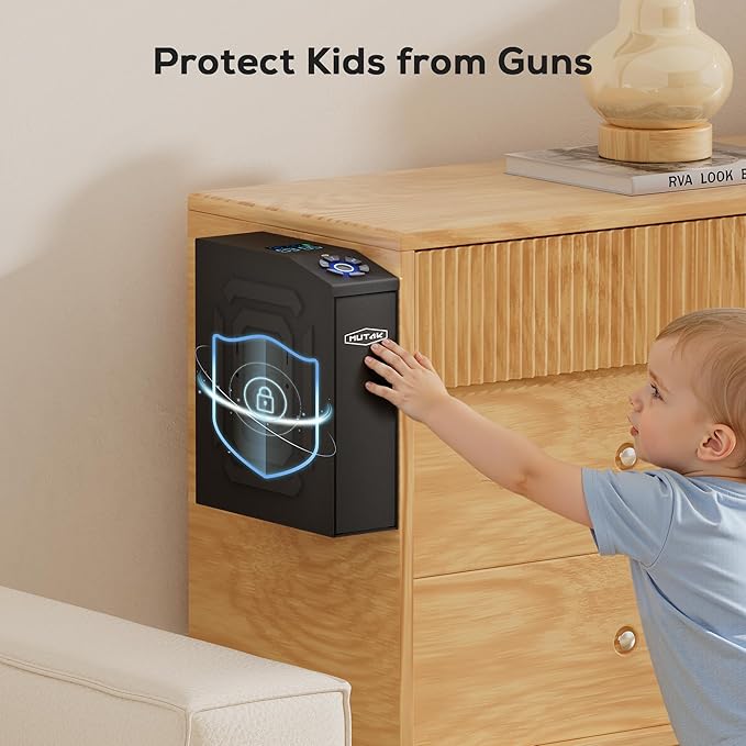 Biometric Gun Safe for Handgun with LCD Screen for Nightstand, Desk, Bed Side,Truck - Auto Sliding Door Hand Gun Safe for Pistol with APP/Fingerprint/PIN Code/KEY - Image 6