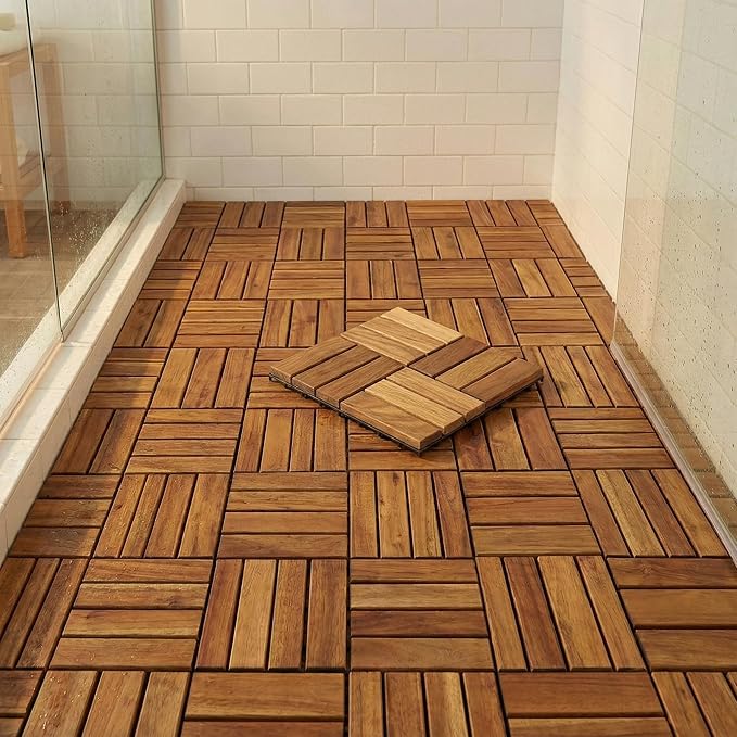 Bare Decor EZ Teak Flooring 12 Slat, Brown, 1 Sample Tile - Image 5