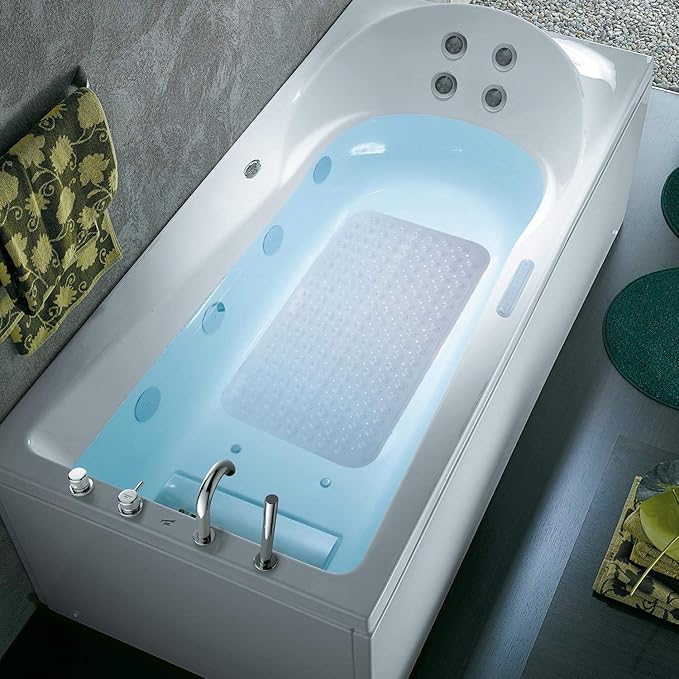 YINENN Bath Tub Shower Stall Mats 31x15.5 Inch Non-Slip and Latex Free, Bathtub Mat with Suction Cups, Machine Washable Bathroom Mats with Drain Holes (Clear) - Image 7