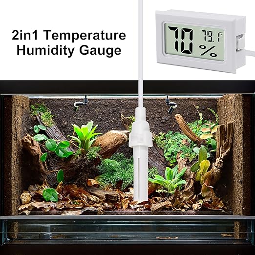 3Pcs Fahrenheit Thermometer Hygrometer Mini Digital with Probe Electronic Temperature Humidity Gauge Meters Indoor LCD Display for Humidors,Greenhouse,Garden,Incubator Reptile Terrarium - Image 6