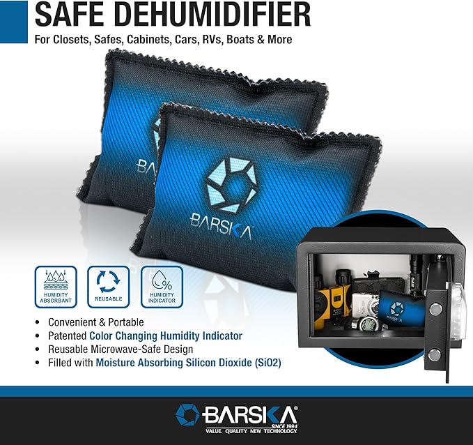 BARSKA Rechargeable Desiccant Dehumidifier - Safe Moisture Absorber for Home Closets, Gun Safes, Basement, Garage, Cars - Microwaveable - Portable Blue Dehumidifying Solution - Image 7