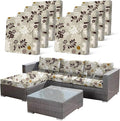 8 Pcs Waterproof Patio Cushion Covers, Floral Printed Stretch Outdoor Sofa Cover for Patio Furniture, Washable Chair Covers Reusable Furniture Protector for Fall Decor (Brown, Cover Only) by CALBODE