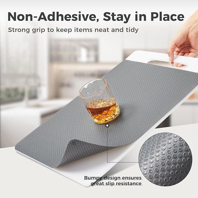 100% EVA Shelf Liner for Kitchen Cabinet, 12" x 120" Drawer Liners Non Adhesive Non Slip Waterproof Plastic Paper, Dresser Pantry Bathroom Refrigerator Protector, Grey - Image 2