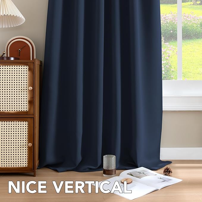 H.VERSAILTEX Back Tab Navy Blackout Curtains 102 Inch Long for Bedroom/Living, Rod Pocket Room Darkening Thermal Insulated Black Out Drapes, 52 x 102 Inch, Navy Blue, 2 Panels - Image 8