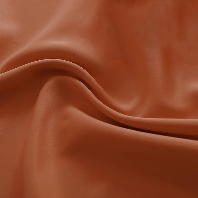 DONREN Burnt Orange Blackout Curtain Drapes for Bedroom - 48 Inch Length Small Window Treatment Rod Pocket Curtain Drapes (Set of 2 Panels,52 W x 48 L) - Image 8