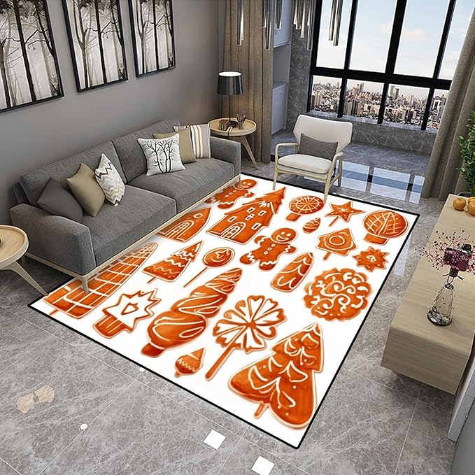 Broadloom, Cartoon Christmas Decor, Printing Patterns, Moisture Barrier Area Rugs, Fade Resistant, Flame Resistant, Quick Dry, Stain Resistant, Waterproof Floor Carpet for Living Room, 18 x 30 Inch - Image 4