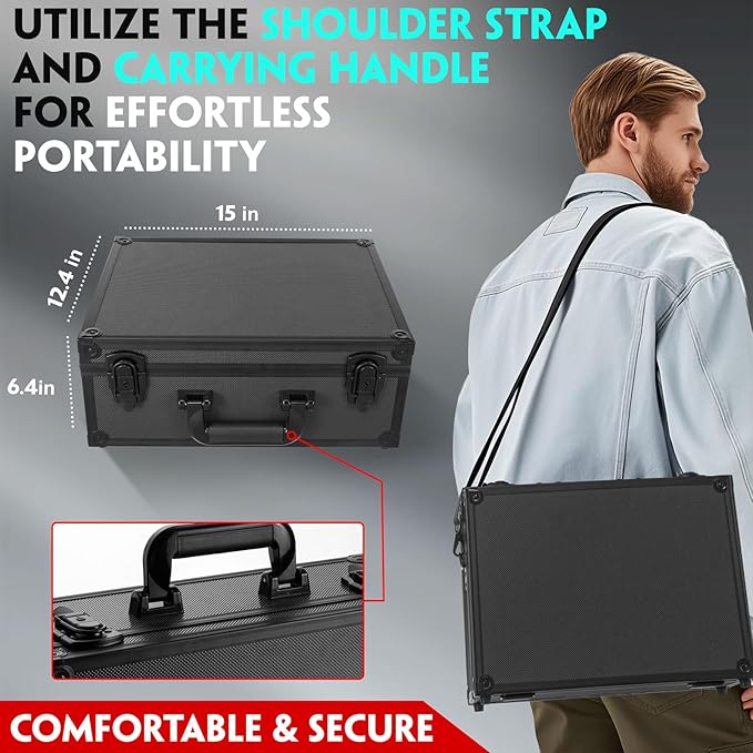 Graded Card Storage Box, Trading Cards Slab Carrying Case, 6 Row Black Hard Sports Cards Holder Boxes with 6 Dividers Fits for PSA BGS SGC Top Loaders Collection - Image 2