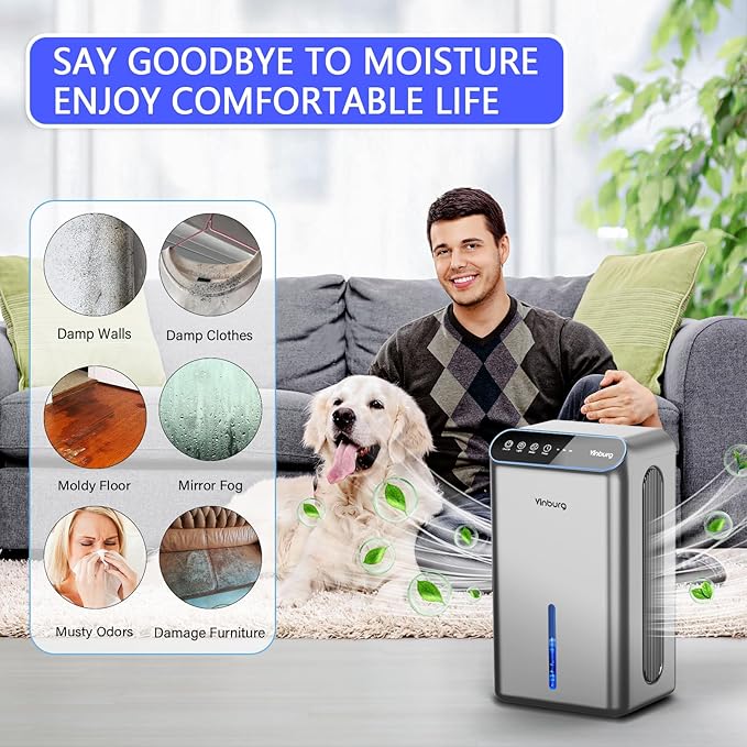 Dehumidifiers for Home (85 OZ Water Tank, 800 sq.ft) Quiet Small Dehumidifier for Basement Bedroom Bathroom with Drain Hose, 3 Gear Timer, Sleep Mode, Auto Shut Off, 7 Color Ambient Light - Image 7
