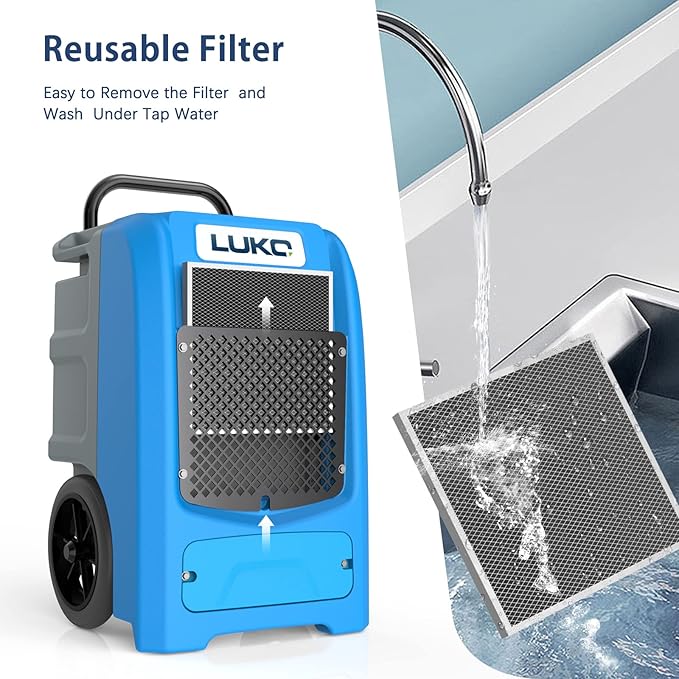 LUKO 190 Pints Commercial Dehumidifier with Pump & Drain, 8000 Sq Ft Large Space,8000 Sq Ft Large Space, Large Capacity Industrial Dehumidifier for Basement - Image 7
