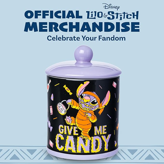 Silver Buffalo Disney Lilo and Stitch Halloween Mummy Give Me Candy Ceramic Cookie Snack Jar (Large) - Image 6