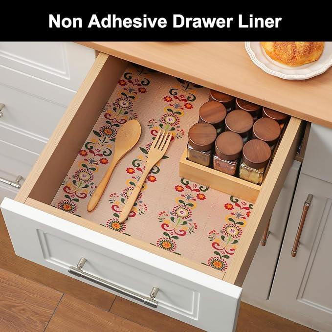 Cooyes Shelf Liner – Non-Slip Cabinet & Drawer Liner for Kitchen – Non-Adhesive Waterproof Shelf Paper with Modern Pattern – Durable EVA Cabinet Mat – Easy to Cut (Sunflower,11.8" W x 360" L) - Image 3