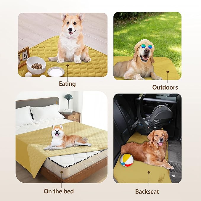 gogobunny 100% Double-Sided Waterproof Dog Bed Cover Pet Blanket Sofa Couch Furniture Protector for Puppy Large Dog Cat, Reversible (82x120 Inch (Pack of 1), Dark Yellow/Light Yellow) - Image 9