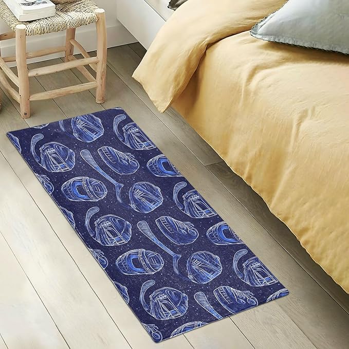 Ice Hockey Pattern Blue Decorative mat Non Slip Anti Mold Washable Rugs for Bathroom for Entrance Hall Accessories 39x20in alfombra para ba?o - Image 5