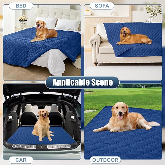 Smiry Waterproof Dog Bed Cover Pet Blanket, Soft Washable Dog Blanket for Furniture Bed Couch Sofa Reversible, Checkered (30"x70", Navy/Navy) - Image 7