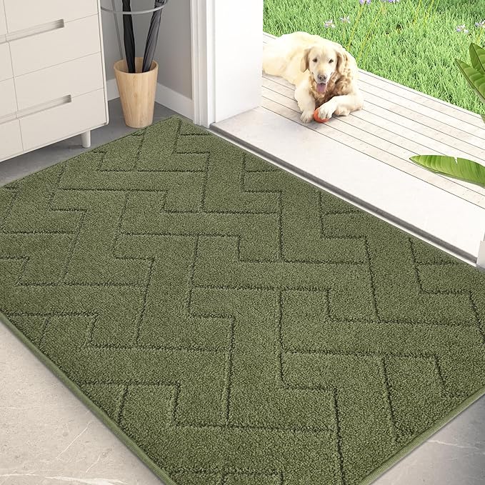 PURRUGS Dirt Trapping Door Mat 34" x 59", Non-Slip Machine Washable Entry Rug, Dog Doormat, Indoor Front Door Mat, Super Absorbent Entryway Rug for Muddy Shoes & Paws, Sage Green by PURRUGS