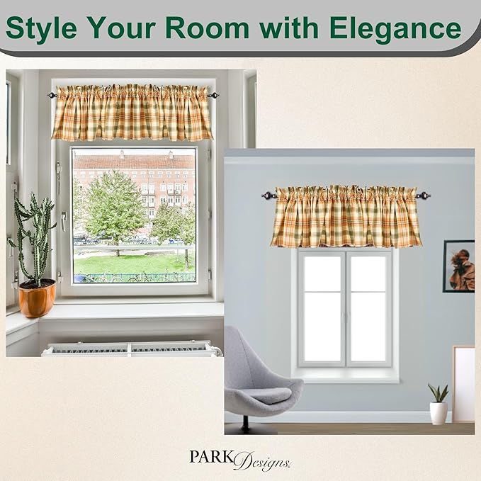 Park Designs Farmhouse Kitchen Valances for Windows - Lemon Pepper | Fall Decor Window Valance Curtains | Plaid Curtain Valances for Windows | Ideal for BOHO Living Rooms & Bathrooms | 72" x 14" - Image 5