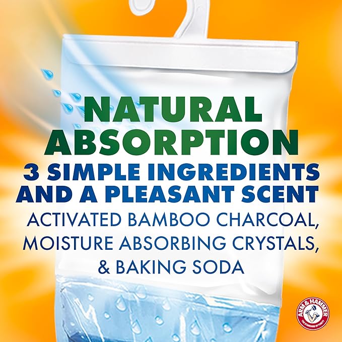 Arm & Hammer Essentials Hanging Moisture Absorber and Odor Eliminator, 17.5 oz., 3 Pack, Linen Fresh, Moisture Absorbers for Closets, Laundry Rooms and Bedrooms, Long-Lasting Freshness - Image 5