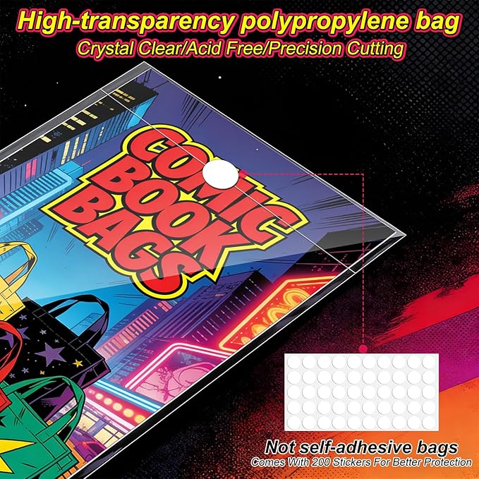100 Pack Current Comic Book Bags and Boards, Thick Acid-Free Comic Books Backing Boards, Clear Book Sleeves Protector for Current Comics Storage and Protection - Image 4
