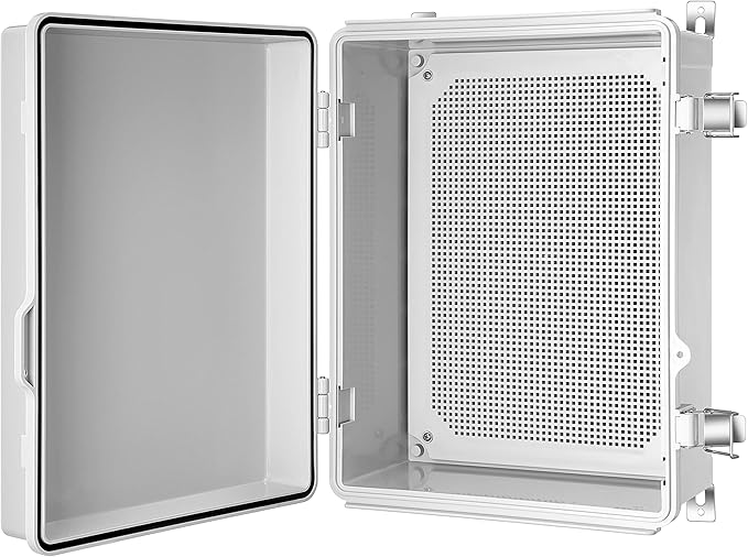 Junction Box, IP67 Waterproof Plastic Enclosure for Electrical Project, Hinged Grey Cover, Includes Mounting Plate and Wall Bracket (Grey Cover, 16.1"x12.2"x7.1") by Gratury