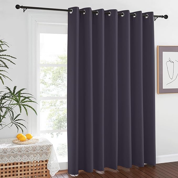 NICETOWN Blackout Curtains for Living Room Bedroom - Sliding Patio Door Insulated Blackout Drapes, Extra Wide Curtain for Villa/Hall/Parlor (100 inches W x 84 inches L, Greyish Purple) by NICETOWN