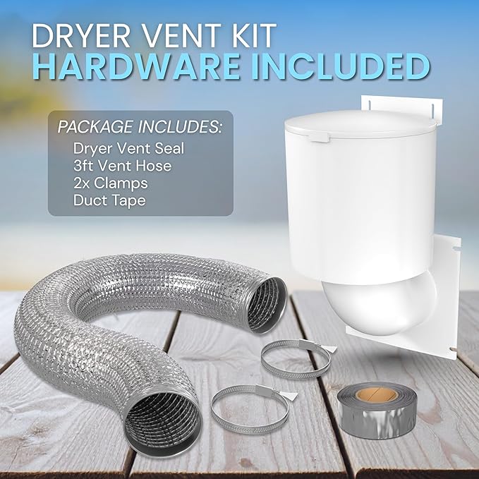Dryer Vent Kit – 4 Inch Exterior Dryer Vent Cover with 3FT Vent Hose, 2 Hose Clamps, Tape & Screws | Energy Saving & Pest Resistant - Image 2