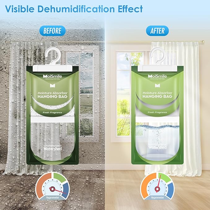 Moisture Absorbers 20 Pack Fresh Fragrance, Hanging Closet Dehumidifier Bags, Humidity Absorber, Compact Eliminates Odors Humidity Packs for Car, Bathroom, Bedroom, Basement, 9.8OZ - Image 2