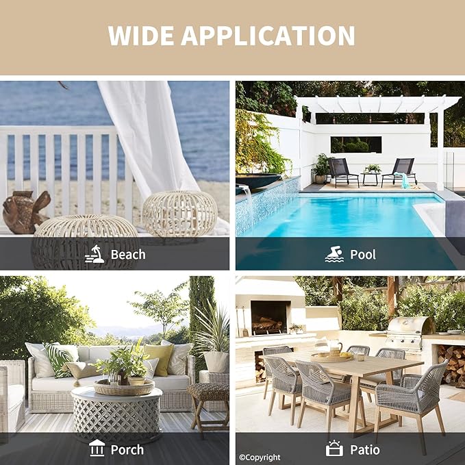 DIVA EN CAMINO DEC Outdoor Patio Curtain Waterproof Darkening Thermal Insulated Indoor Curtains for Bedroom, Porch, Living Room, Pergola, Cabana, W52 x L132, Beige, Set of 2 Panels - Image 8