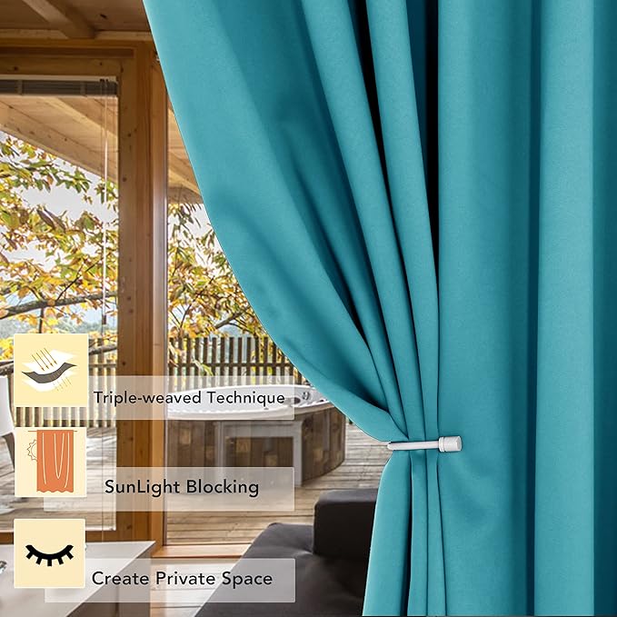BONZER Room Divider Curtain Total Privacy Wall Noise Reducing Wide Blackout Curtains for Bedroom Living Room, 108L x 70W Inch (9L x 5.8W ft), 1 Panel, Teal - Image 2