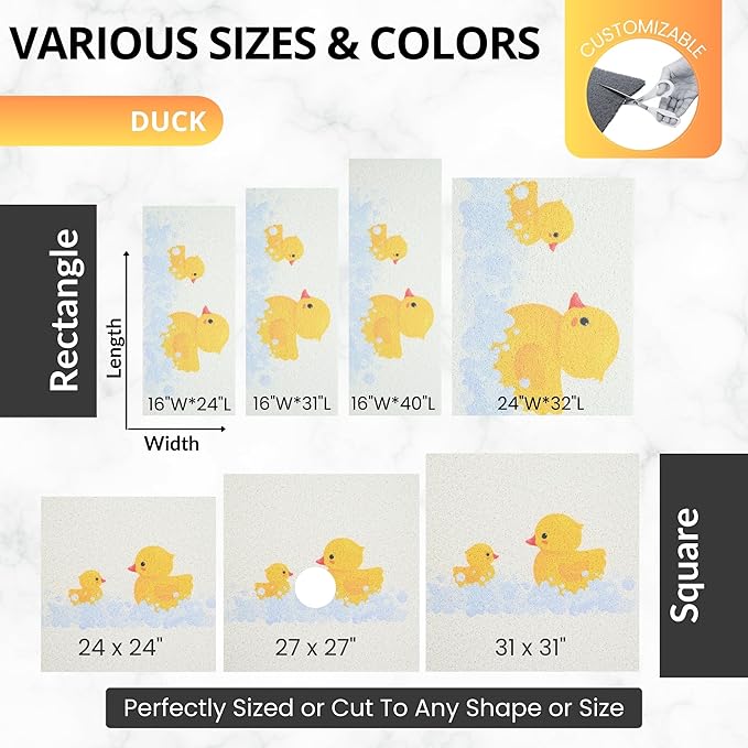 ENKOSI Loofah Non-Slip Shower and Bath Mat - Soft Cushioned Comfort - No Suction Cups for Smooth or Textured Tubs - Fast Draining - Safety for Bathroom, Family, Kids, and Elderly (24x16 Duck) - Image 6
