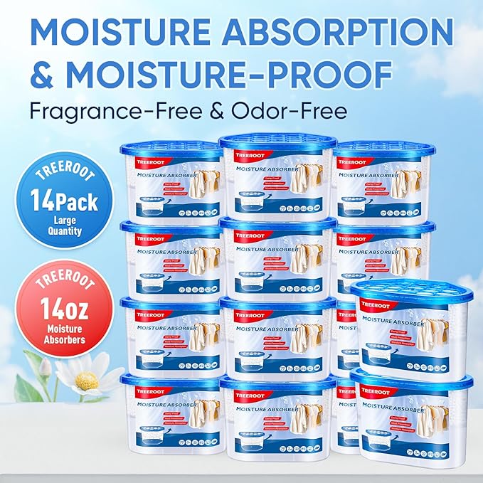 14 Pack Moisture Absorbers, 14 OZ Humidity Absorber Bucket, Moisture Absorbers for Closet, Dehumidifier Bucket for Wardrobes, Kitchens and Bathrooms, Fragrance Free Humidity Absorber - Image 2
