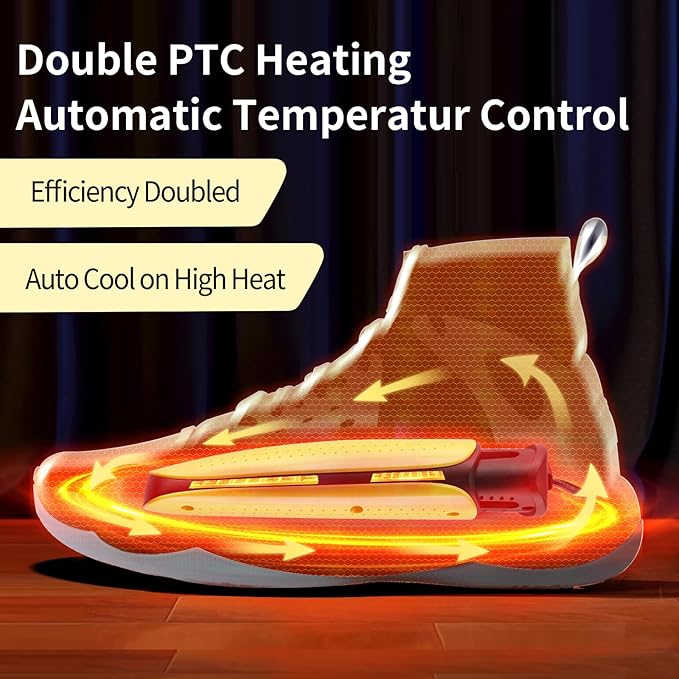 Portable Footwear Shoe Dryers Machine with Auto Temperature Control for Rainy Seasons Winter Travel, Extendable Boot Warmer Fireproof Drying for Shoes, Gloves, Socks - Image 3