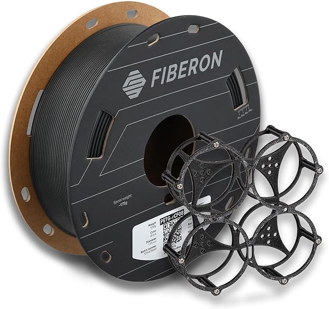 Polymaker Fiberon PETG-RCF Filament Black 1.75mm 0.5kg, Recycled Carbon Fiber Reinforced PETG 3D Printing Filament Ideal for Drone and Automotive Products by Polymaker