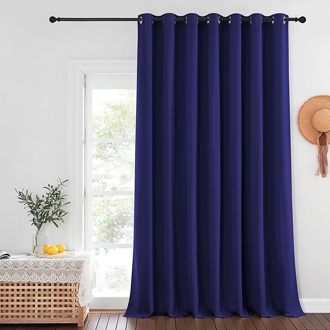 NICETOWN Navy Blue Blackout Curtains for Bedroom/Living Room 132 Inch Length - Thermal Insulated Room Darkening Grommet Top Window Curtains (100 by 132 - Inch, 1 Panel) by NICETOWN
